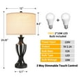 thumbnail image 6 of Kyrid 23.25'' Modern Metal USB Charging Table Lamp Set of 2 with Fabric Shade(Bulbs Included), 6 of 6