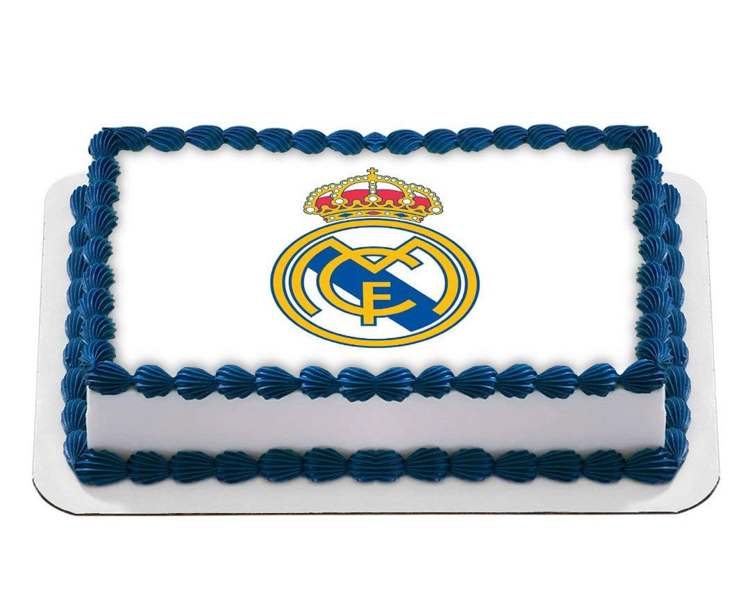 REAL MADRID FOOTBALL TEAM EDIBLE WAFER & ICING PERSONALISED CAKE TOPPERS CLUB FC