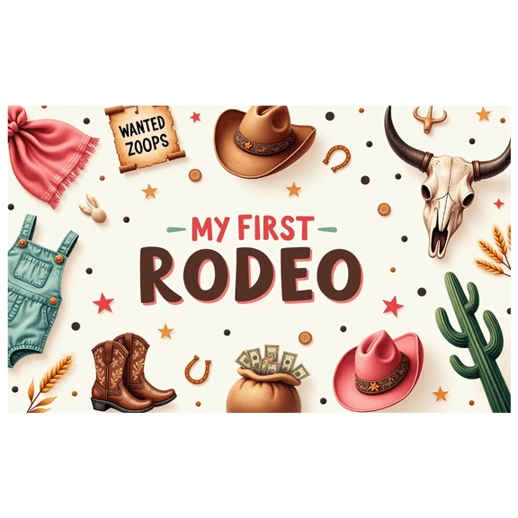 Cowboy Hat Western Banner Cowboy Theme My First Rodeo Decorative Design for Children's Party Birthday Western Party