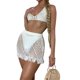 thumbnail image 5 of VISgogo Traje de falda de dos piezas para mujer, blusas halter con espalda abierta de color sólido blanco y falda con flecos ahuecada VISgogo  moda, 5 of 9