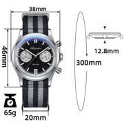 ADDIESDIVE Mens Watches Chronograph Multifunction 100m Waterproof Diver Watches with Japanese Quartz Movement Stainless Steel Case & Luminous Dial, Black