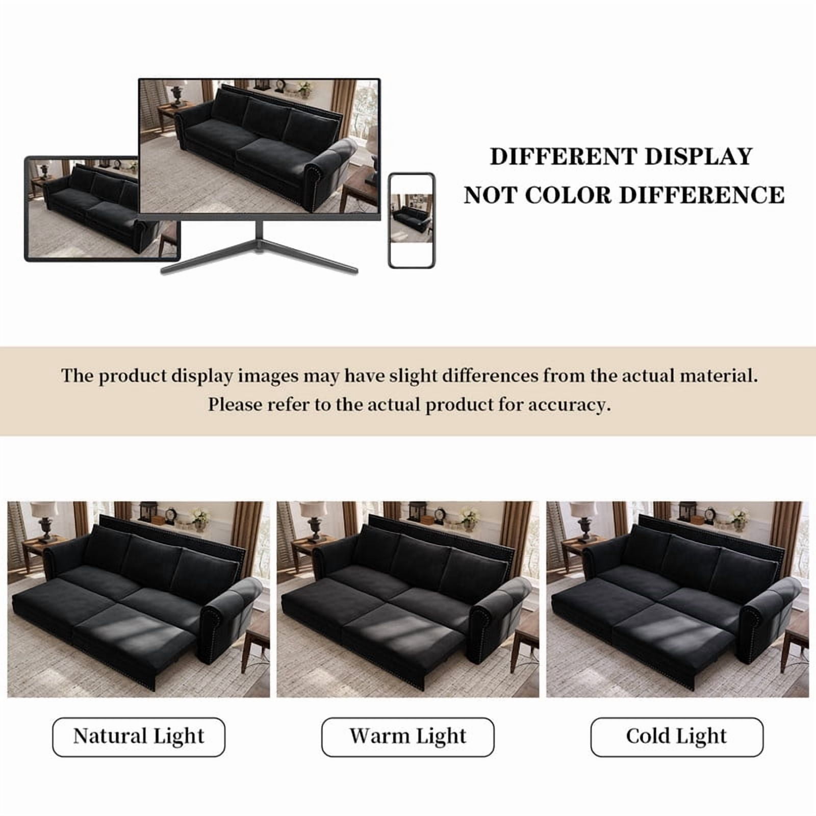 3-in-1 Velvet Convertible Sleeper Bed, 93.7" Chesterfield Sofa, King Size Pull Out Sofa Bed with Nailhead Trim & Rolled Arms, , Multi-Functional Futon Bed for Living Room, Bedroom, Apartment