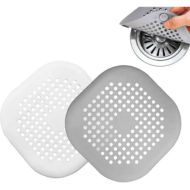 Paquete De 4 Colectores De Cabello,Cubierta De Drenaje De Cabello Cuadrada para Tapón De Cabello De Ducha con Ventosa,Traje Fácil De Instalar para Baño,Bañera,Cocina