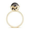 thumbnail image 3 of Black Pearl Flower Solitaire Ring 925 Sterling Silver Tahitian Pearl Statement Ring Womne's Wedding Anniversary Yellow Gold Plated Ring, 8MM Ring Size: 10, 3 of 4