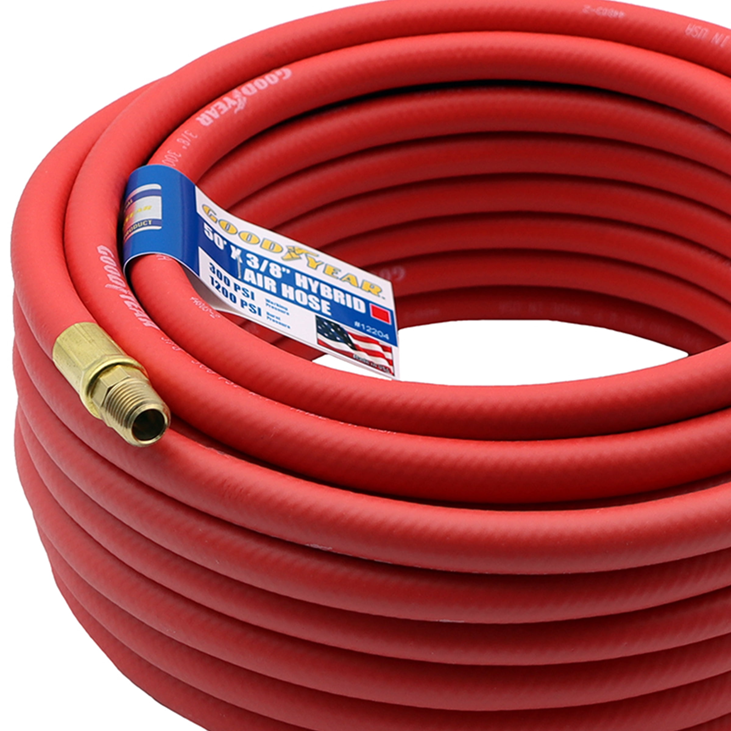 GoodYear Hybrid 50' X 3/8" Air Hose - 300 PSI - Red - Made in the USA