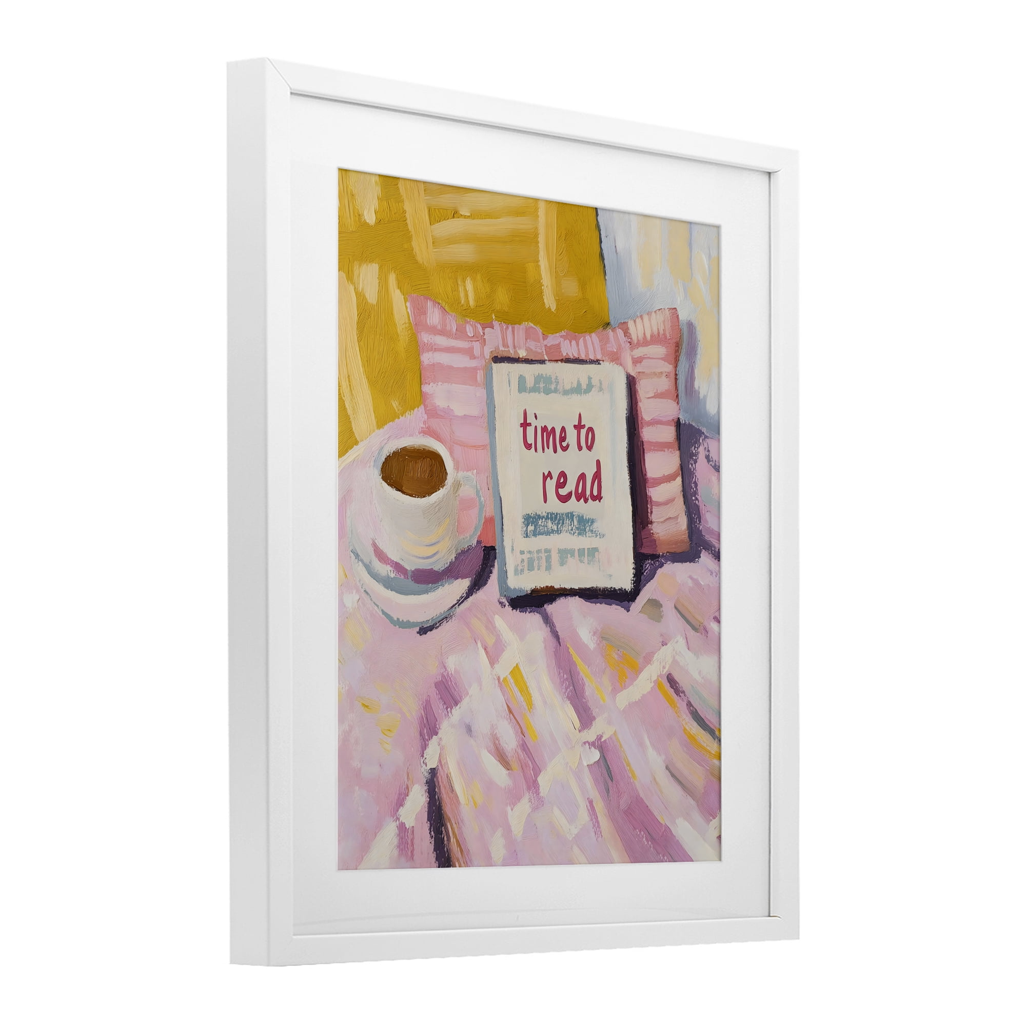 Stupell Industries Time To Read in Morning White Framed Print Under Glass, design by The Prints Vibe
