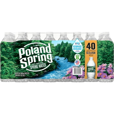POLAND SPRING Brand 100% Natural Spring Water  16.9-ounce plastic bottles (Pack of 40)