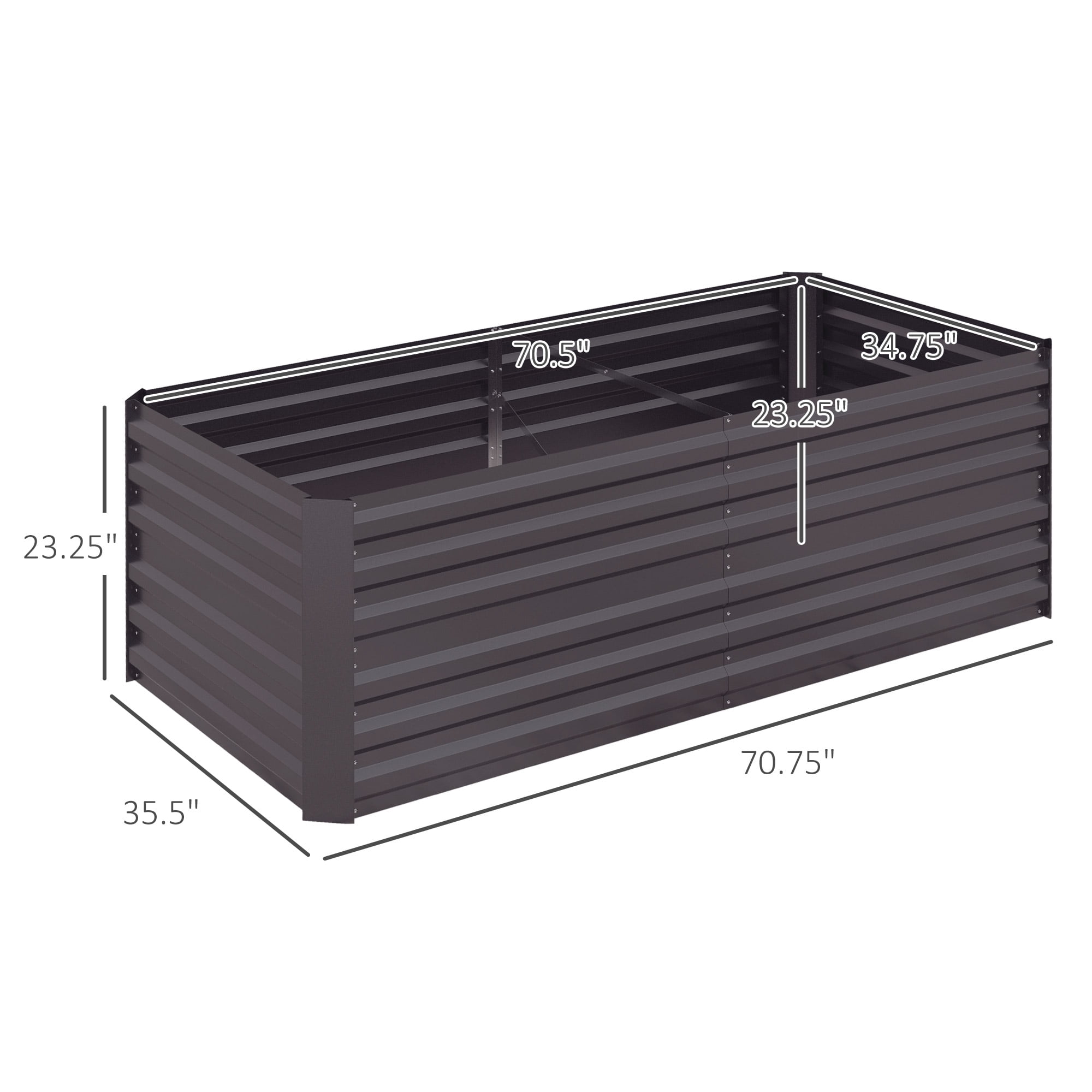Galvanized Raised Garden Bed Kit, Large and Tall Metal Planter Box for Vegetables, Flowers and Herbs, Reinforced, 6' x 3' x 2', Dark Gray