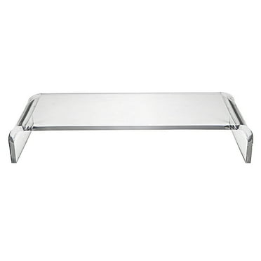White Acrylic Computer Monitor Stand for Home Use Elevating Desk Organizer 7.87 Inches High