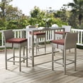 thumbnail image 2 of Contemporary Modern Urban Designer Outdoor Patio Balcony Garden Furniture Bar Side Stool Chair, Set of Four, Fabric Rattan Wicker, Dark Red, 2 of 5