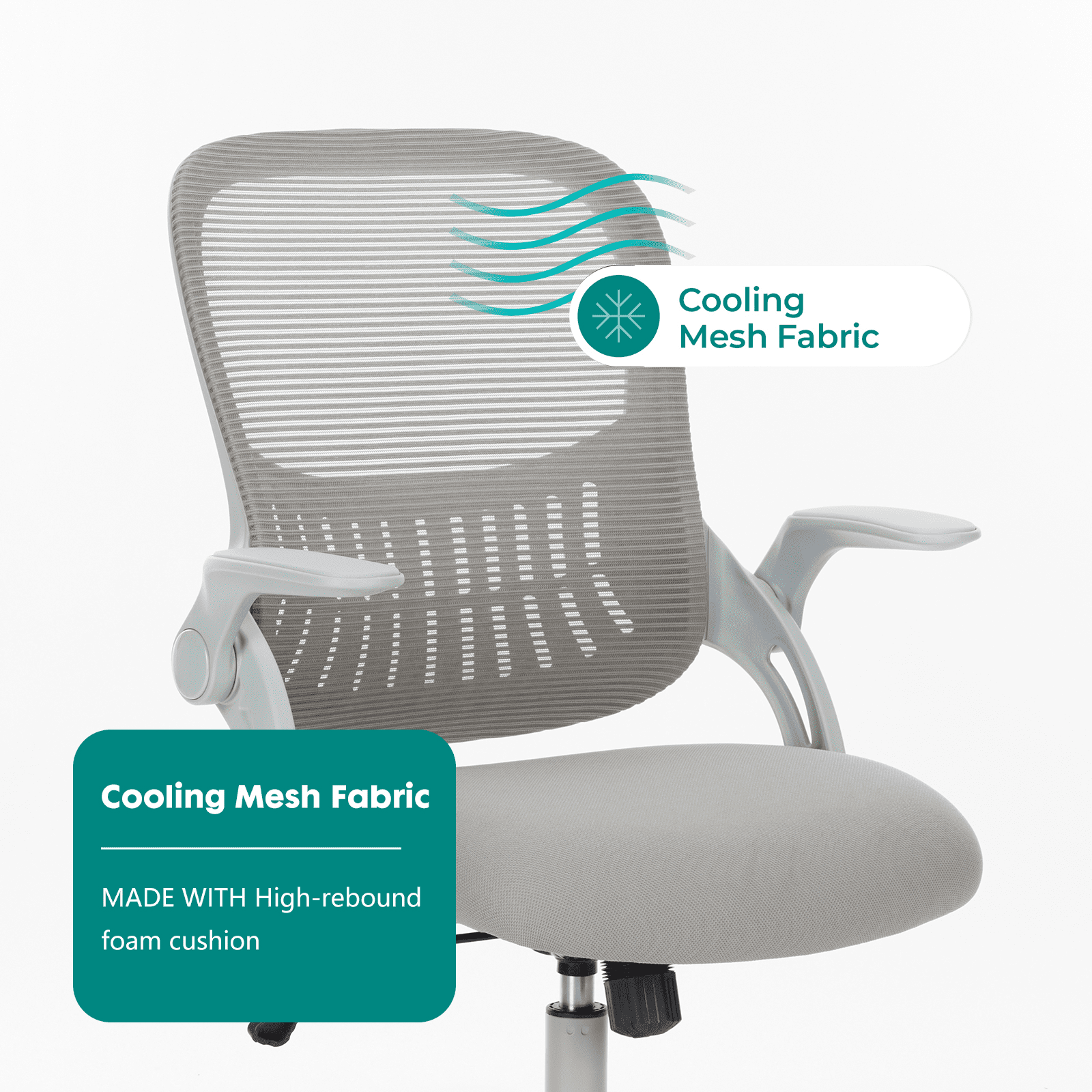 MAYEERTY Ergonomic Office Chair for Standing Desk with Adjustable Height, Computer Desk Chairs, Movable Armrest, Gray