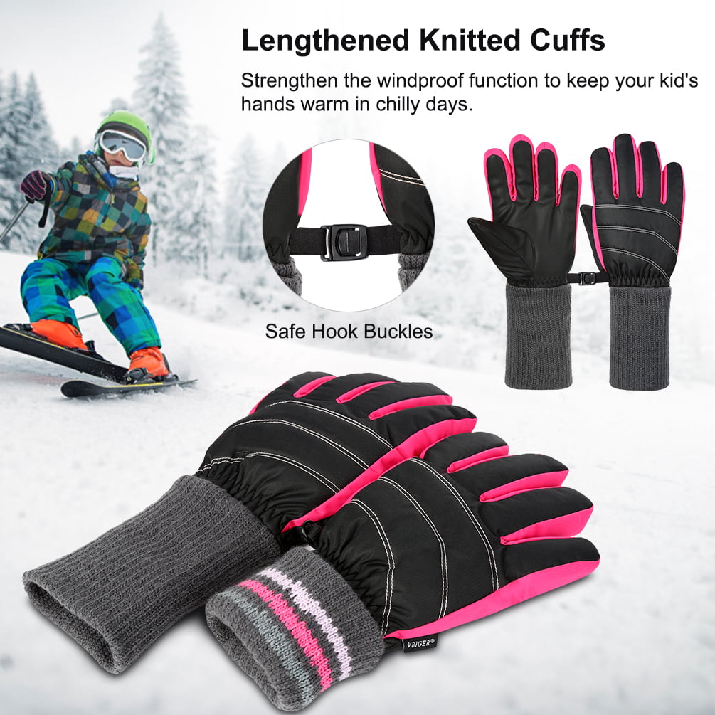 Winter Thermal Windproof Anti-Slip Gloves for Skiing/Cycling Bumplebee Kids Waterproof Gloves for 6 to 12 Years Old 