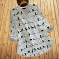 thumbnail image 2 of Ichuanyi Womens Tops, Summer Women Casual Cat Print Long Sleeve V-Neck Button Loose Shirt Top Blouse, 2 of 4
