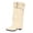 White, variant on Pandaie Knee High Boots for Women Wide Cuff Fold Over Slouchy Shark Boot Pointed Toe Chunky Heel Double Buckle Footwear Size 6-10.5