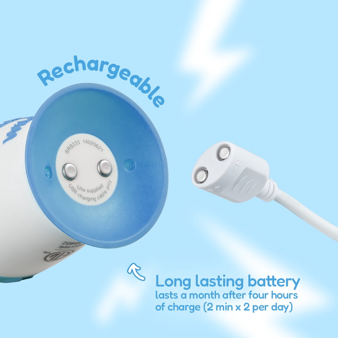Brush-Baby WildOnes Kids Electric Toothbrush, Evie Elephant, Rechargeable, Timer, Waterproof, Soft Bristles, 0-10
