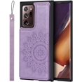 thumbnail image 3 of Galaxy Note 20 Ultra Wallet Case with RFID Blocking Card Holder,Premium PU Leather Double Magnetic Buttons Flip Wrist Lanyard Strap Cover for Samsung Galaxy Note 20 Ultra 5G 6.9",Purple, 3 of 14