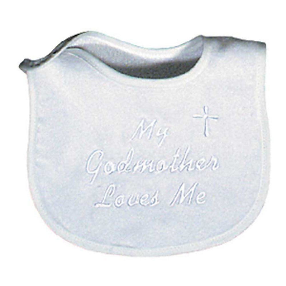 Unisex Baby "My Godmother Loves Me" Embroidered Bib, Binding by Raindrops