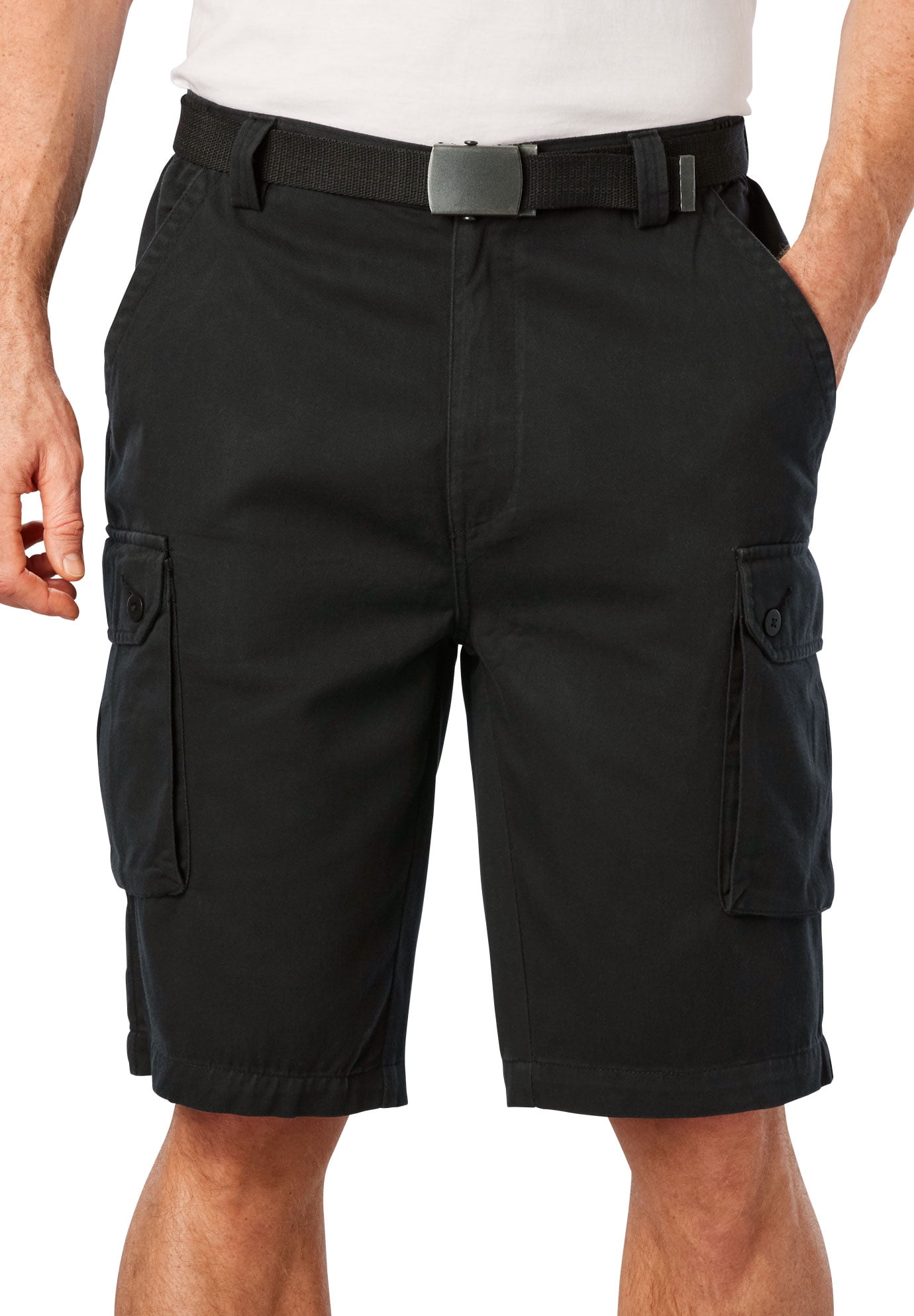 Kingsize Mens Big And Tall 12 Side Elastic Cargo Short With Twill Belt