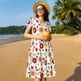 thumbnail image 4 of Goofa Oriental Cuisine Pattern Women Summer Short Sleeve Midi Dress with Pockets Casual Aline Flowy Tshirt Dress Vocation Beach Sundress, 4 of 6