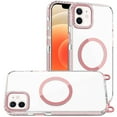 thumbnail image 2 of For Apple iPhone 11 Pro Max Clear Magnetic Frame PC Back Shockproof Protective Case with Detachable Lanyard Strap, Compatible with MagSafe Cover, XPM Phone Case [Pink], 2 of 10