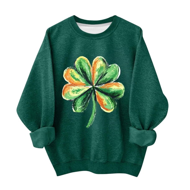 Vestido de Manga Larga de una Línea para las Mujeres Imprimir el Día de San Patricio Manga Larga con Capucha Suelta de Lana Forrada con Suave 95% Poliéster 5% Spandex, Top para Niños