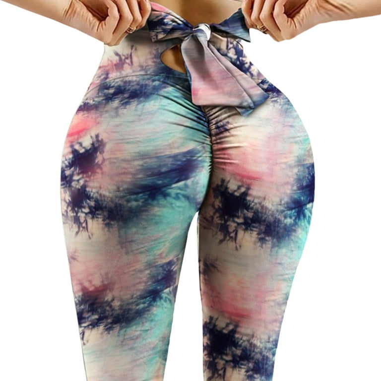 Women's Butt Leggings Multi-colored Tie Dye Tic Toc Yoga Size Large Set  Special