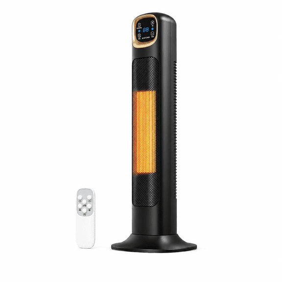 NFTIGB 24" 1500W Space Heaters for Home,Electric Tower Heater with Remote, PTC Ceramic Fast Heating,Black,New