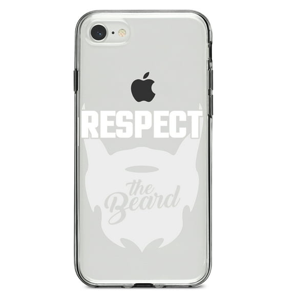 DistinctInk Clear Shockproof Hybrid Case for iPhone 7 8 SE (2020 Model) 4.7" Screen TPU Bumper Acrylic Back Tempered Glass Screen Protector - Respect the Beard