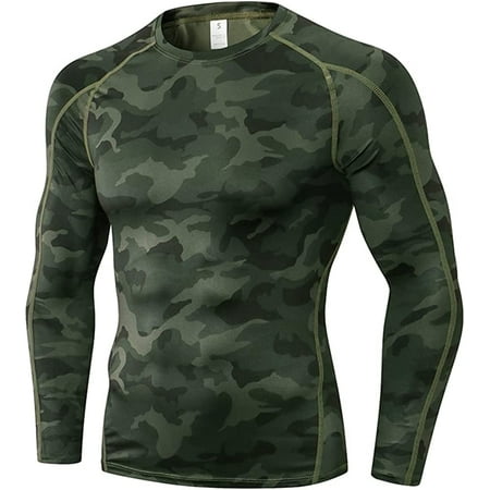 Men S Athletic Compression Shirt Workout Running Long Sleeve Cool Dry Base Layer Active Sports T-Shirt Gym Tops