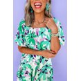 thumbnail image 5 of Women's Green Floral Print Shirred Square Neck Mini Dress with Puff Sleeves | [ZhiHiMeRi] | (US 12-14)L, 5 of 12