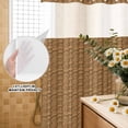 thumbnail image 3 of No Hook Shower Curtain, Vintage Rattan Shower Curtains for Bathroom with See Through Top Window, Minimalist Abstract Wicker Texture Brown Waterproof & Washable Bath Curtain Stand Up Stall 36"x72", 3 of 9