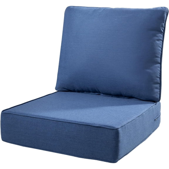 6" Thick Outdoor Cushions 22x24x6, 1-Set Deep Seat Patio Cushions with Removable Cover, Waterproof & Fade Resistant Replacement for Wicker Chair, Loveseat, Sofa - Blue
