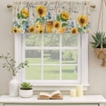 thumbnail image 2 of Yellow Sunflowers Curtain Valances for Windows, Kitchen Valance Window Treatments Panel 2 Pack, Elegant Pastoral Floral Daisy Bees Rod Pocket Short Curtains for Bathroom Bedroom 54 x 18 Inch, 2 of 8
