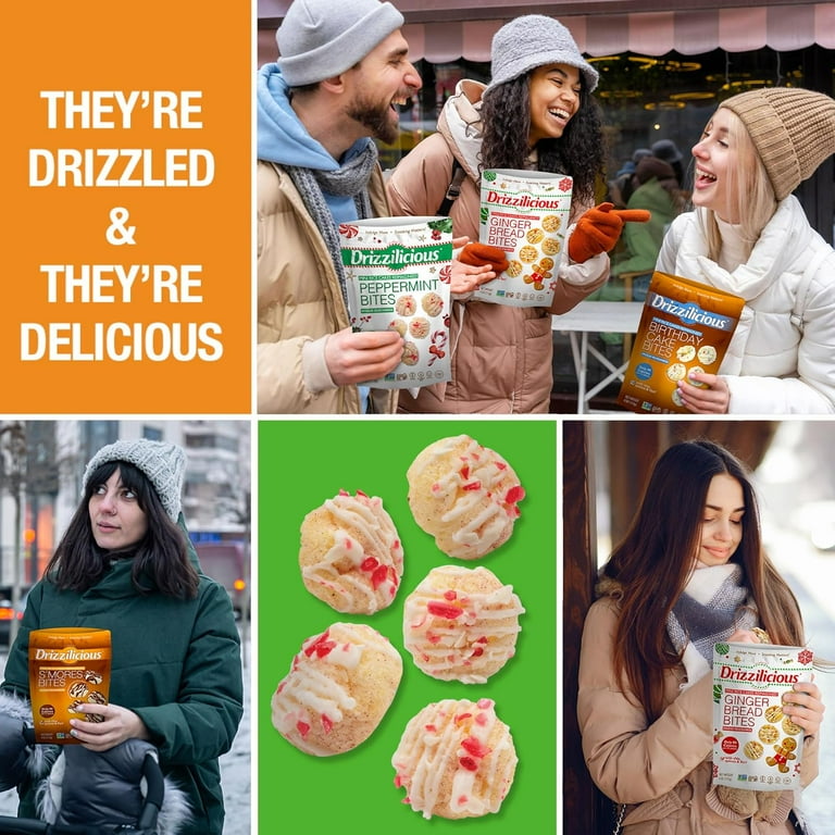 Drizzilicious Mini Rice Cakes, Peppermint Flavored Rice Cake Gluten Free Snacks, Rice Crisps 2-Pack