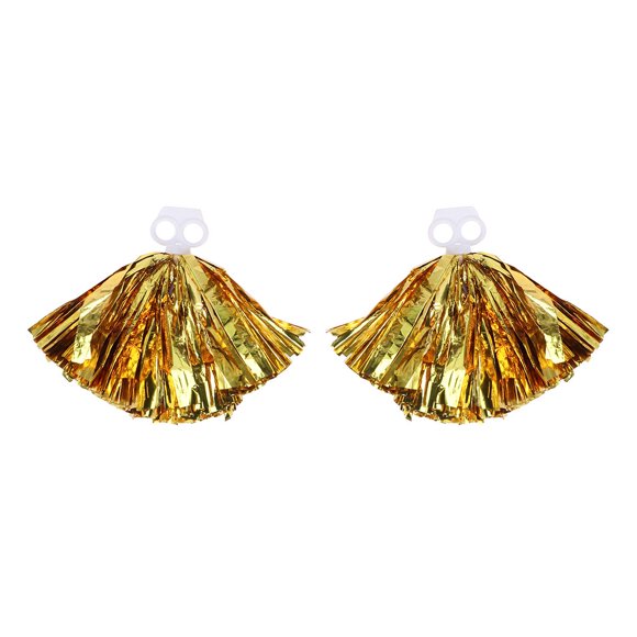 KAKOWELY Cheer poms 2 Pcs Plastic Ring Pom Poms Cheering Squad Spirited Fun Cheerleading Kit Cheer Poms for Both Kids College and High School Competition Cheering Sports Events - Gold (30cm)