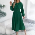 thumbnail image 5 of Mceream Women's Smocked Waist Pleated Maxi Dress, Long Sleeve, Flowy Chiffon, Wedding Guest, Brunch, Office, Fall/Winter Green XL, 5 of 8