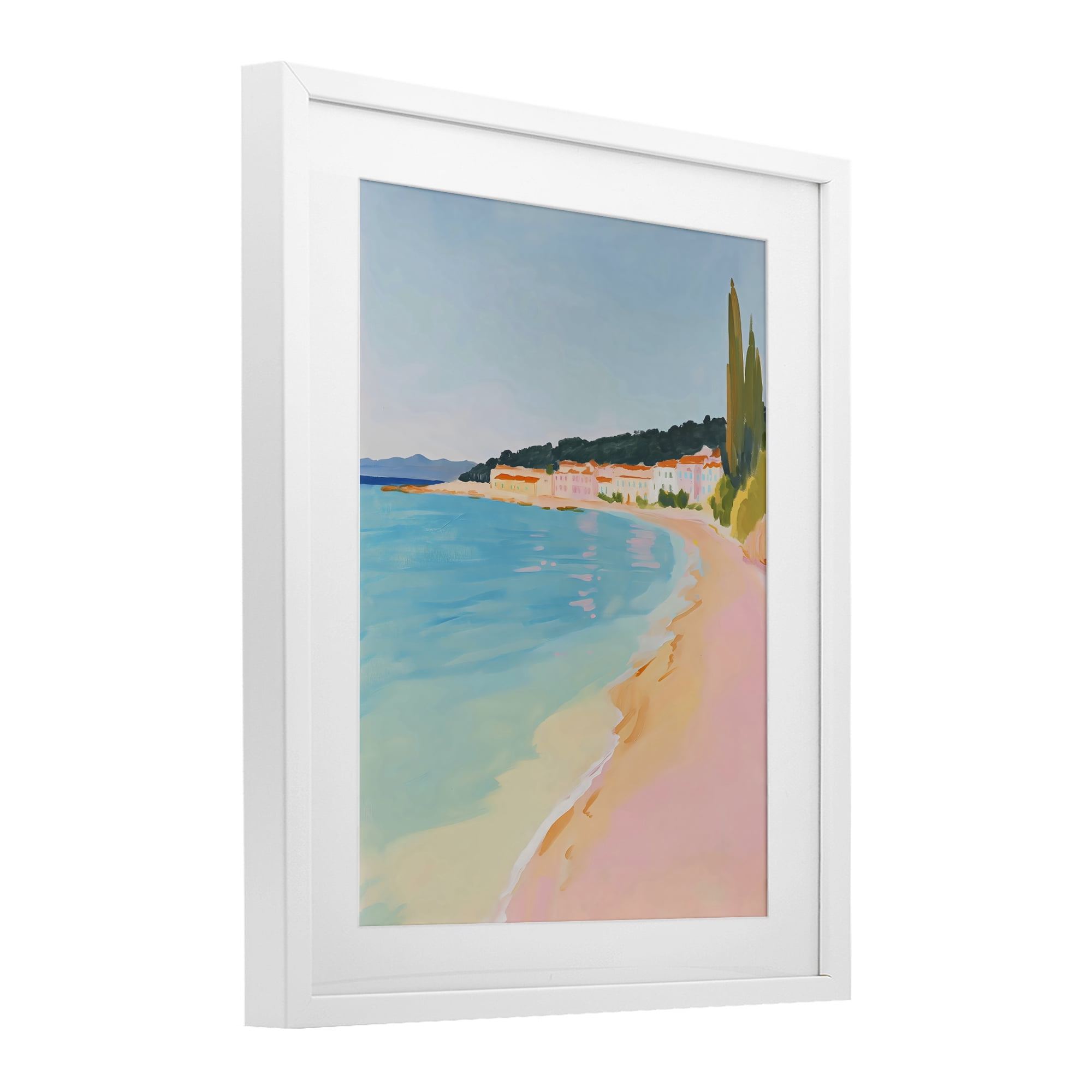 Stupell Industries Abstract Village By The Sea White Framed Print Under Glass, design by The Prints Vibe