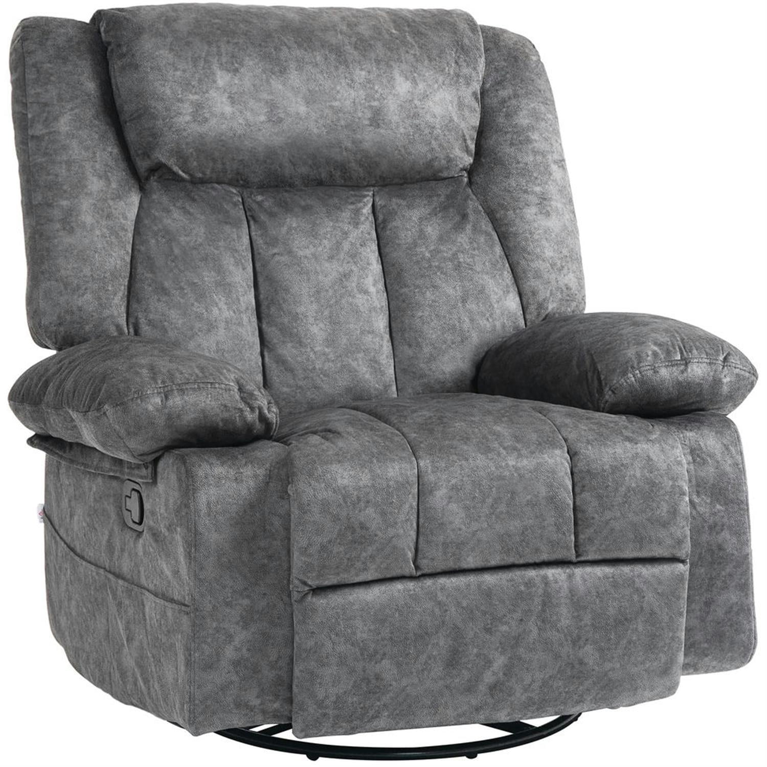 Demi Bonn 39" High-Back Swivel Recliner with Cushion, Comfortable Footrest, Fabric Rocking Chair for Living Room, Gray