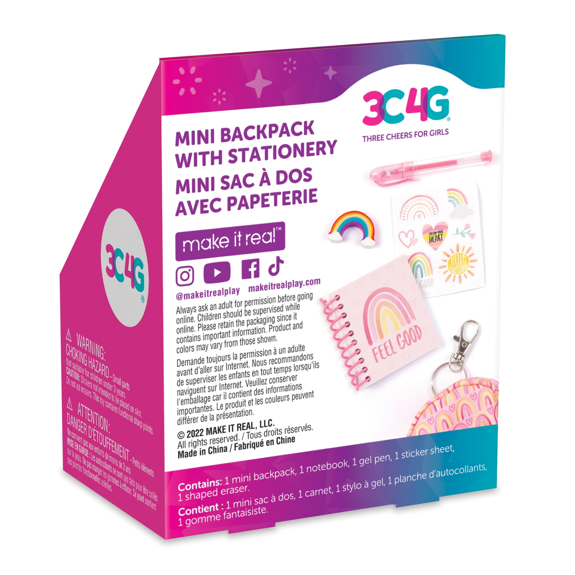 Three Cheers For Girls: Mini Stationary Backpack: Pink - Rainbow