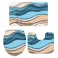 thumbnail image 2 of Turquoise Beige Bathroom Rugs Set Gradient Water Ripple Abstract Wave Modern Non Slip Absorbent Soft Bath Mats 3 Piece Set with Bathroom Rug, U-Shaped Floor Mat, Toilet Seat Cover Large Size, 2 of 9