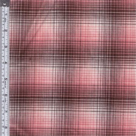 Textile Creations RW0098 Rustic Woven Fabric, Large Plaid Rose, Mocha And White, 15 yd.