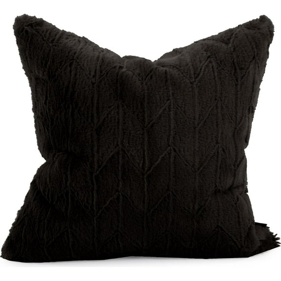 HOWARD ELLIOTT ANGORA Pillow Throw 20x20 Ebony Black Polyester Faux Fur Down
