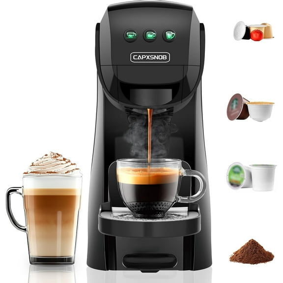 Coffee Maker for Keurig K Cup pod, Espresso Machine for Nespresso Original, Dolce Gusto Pods, Ground Coffee, Coffee Machine for kitchens, apartments, dorms, RVs & camping, 28 oz Reservoir