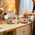 thumbnail image 4 of hulanddfd Easter Bunny Candy Bowl, 9x6in Cute Rabbits Candy Dishes Easter Metal Dinnerware Decor for Party Home Decor(White), 4 of 6