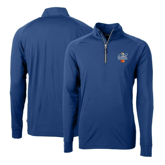Men's Cutter & Buck Blue Arnold Palmer Invitational Adapt Eco Knit Stretch Recycled Quarter-Zip Throwback Pullover Top