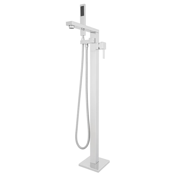 Free Standing Tub Faucet, 360°Swivel High Flow Freestanding Bathtub Faucet with Handheld Shower, Brass Body Tub Filler for Modern Bathroom, Chrome
