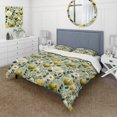 thumbnail image 1 of Designart "Serene Green Garden Blooms I" Juego de cama blanco Cottage con fundas, 1 of 7