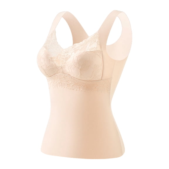 Bovxnpu Tank Tops Summer Sleeveless T Shirts V Neck Tank Top with Lace Panel Built-In Bra Basic Summer Tops (Women's or Women's Plus)
