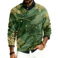 thumbnail image 2 of Wutalume Men's V-Neck Christmas Print Sweater, Long Sleeve Ribbed Knit Pullover, Cozy Stretch Top for Holiday Parties, Casual Comfort and Layering,Army Green L, 2 of 6