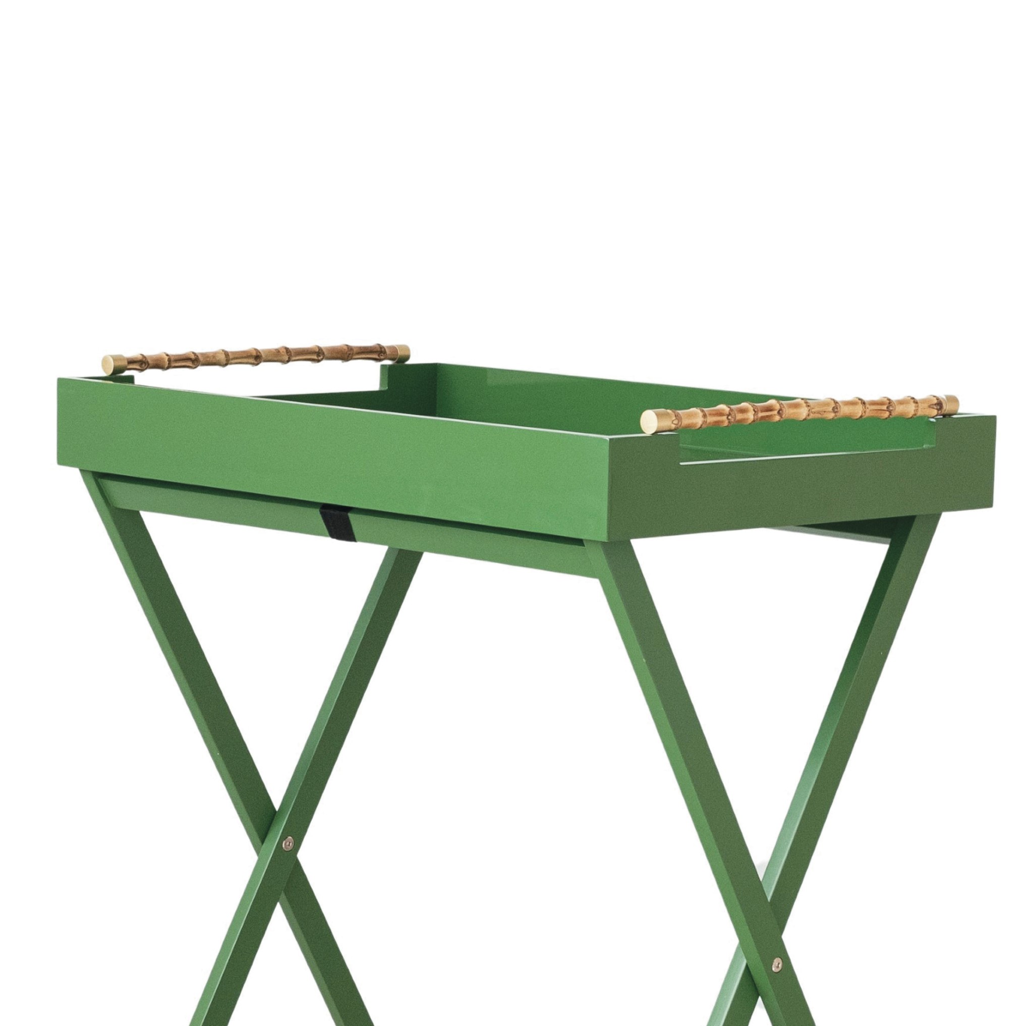 Creative Co-Op Verdant Bamboo-Handled Folding Tray Table, Green